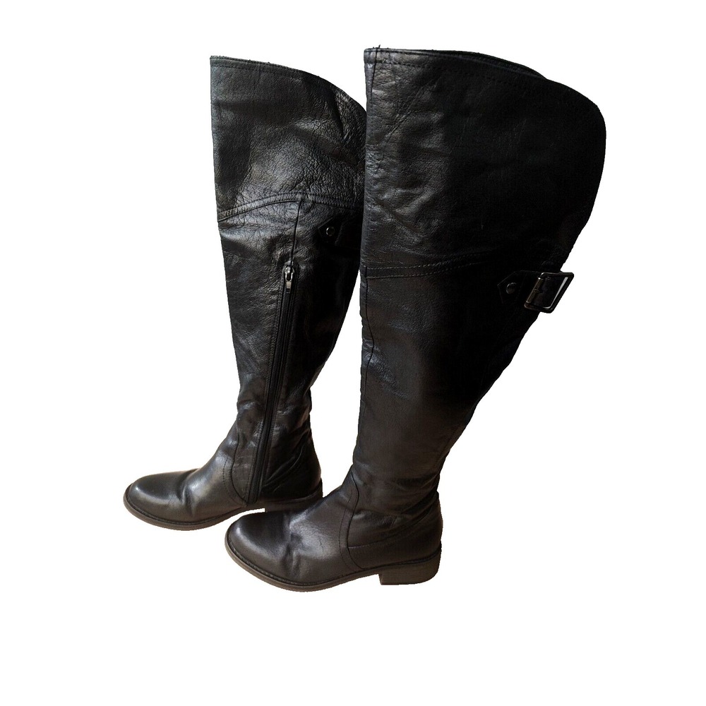 Steve Madden OTK‎ Over Knee Women's Black Leather Boot Size 6M 4441 *